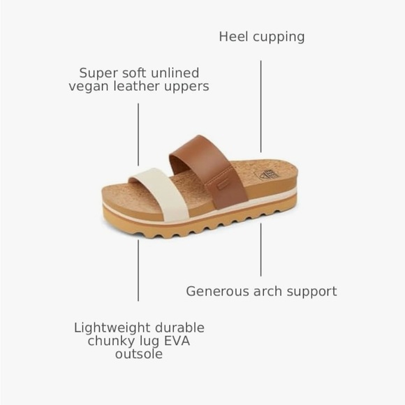 Reef Cushion Vista High Platform Sandals in Choc Duo Size 7 like new - Picture 8 of 9